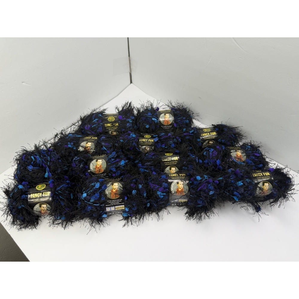 Lion Brand Fancy Fur Yarn Stain Glass Black 39 Yds Each 1.75 Oz Lot Of‎ 13